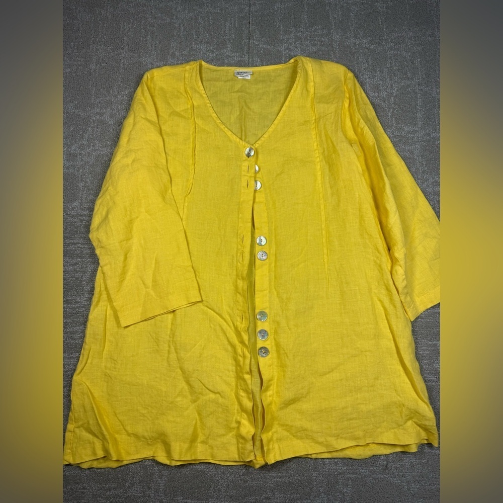 Habitat Clothing to live in 100% Linen Button Down Flowy Top USA Read Below